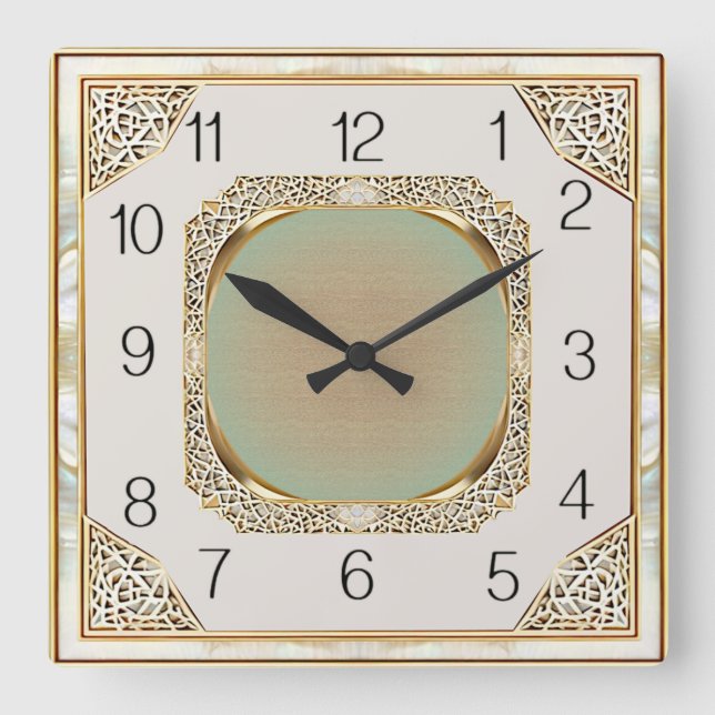 Art Deco Elegant Wall Square Wall Clock (Front)