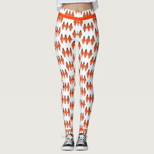 Art deco element in deep orange Leggings