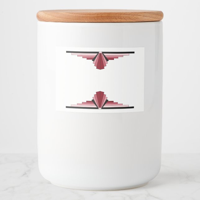Art deco element in deep red food label (Front)
