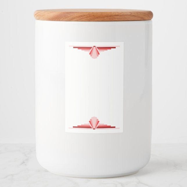 Art deco element in deep red food label (Front)