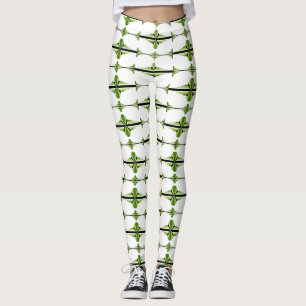 Art deco element in moss green Leggings