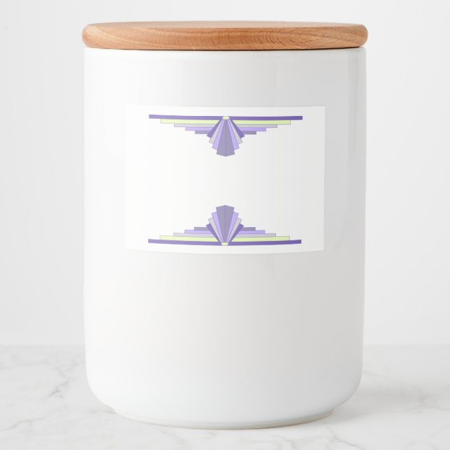 Art deco element in purple & yellow food label (Front)