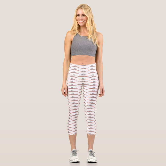 Art deco element in rose gold capri leggings (Front)