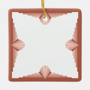 Art deco elements in a rose gold palette ceramic ornament