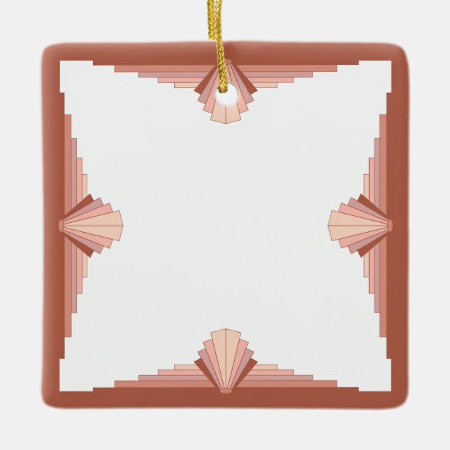 Art deco elements in a rose gold palette ceramic ornament (Front)