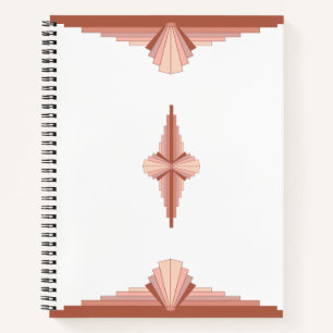 Art deco elements in a rose gold palette notebook