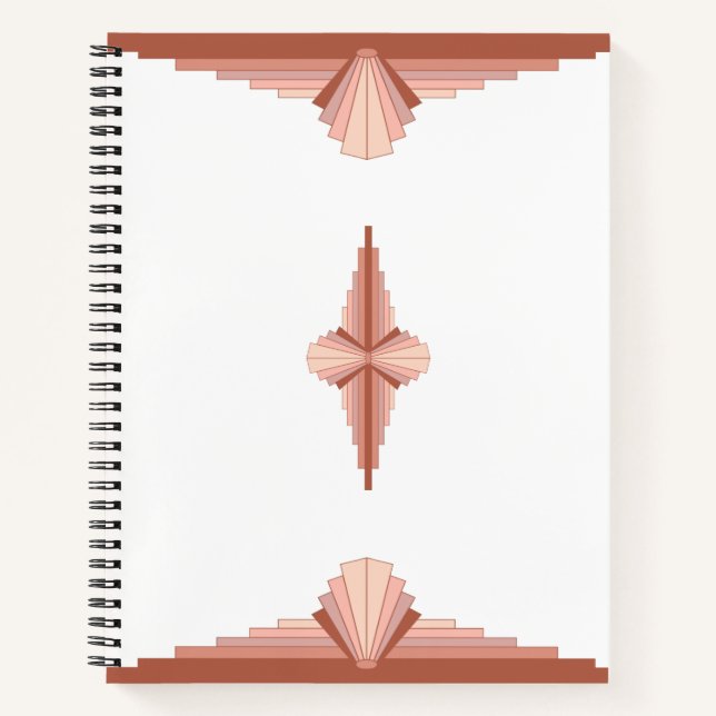 Art deco elements in a rose gold palette notebook (Front)