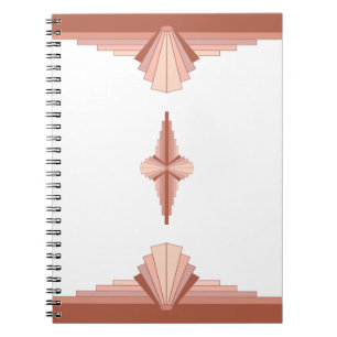 Art deco elements in a rose gold palette notebook