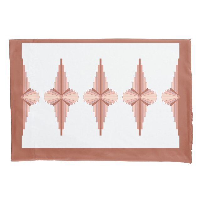 Art deco elements in a rose gold palette pillowcase (Front)