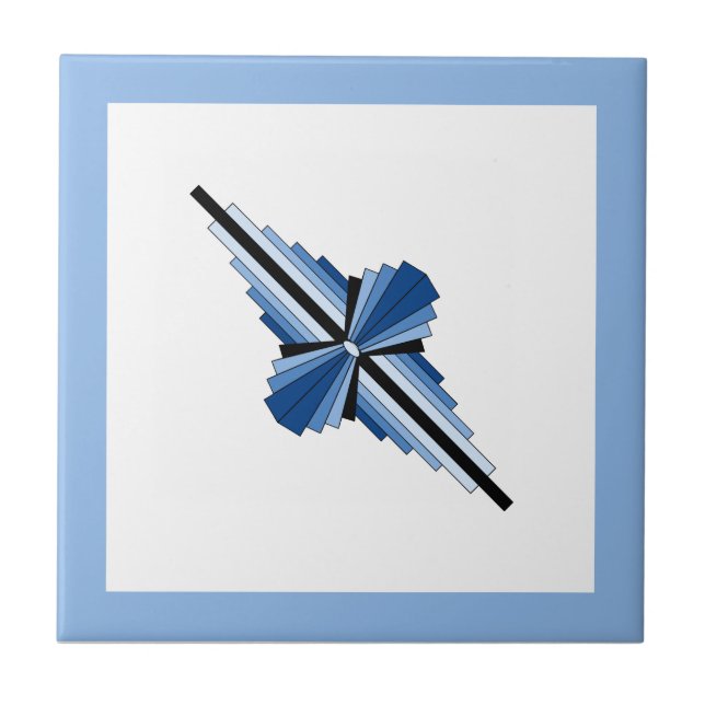 Art deco elements in blue, navy and black tile (Front)