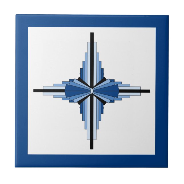 Art deco elements in blue, navy and black tile (Front)
