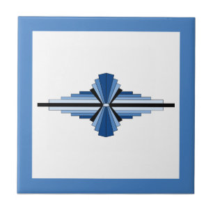 Art deco elements in blue, navy and black tile