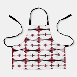 Art deco elements in crimson apron