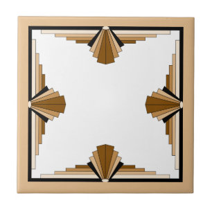 Art deco elements in dark & light tan tile
