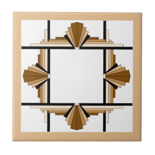 Art deco elements in dark & light tan tile