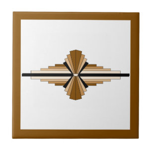 Art deco elements in dark & light tan tile