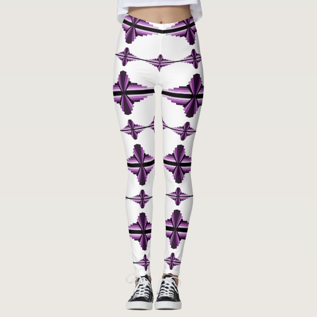Art deco elements in dark plum leggings (Front)