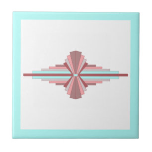 Art deco elements in dark rose & blue tile