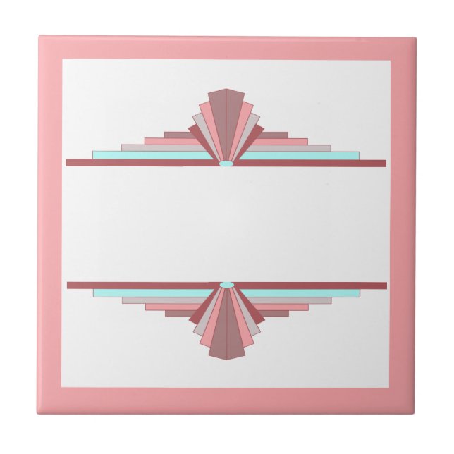 Art deco elements in dark rose & blue tile (Front)