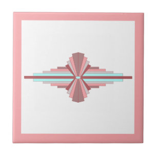 Art deco elements in dark rose & blue tile