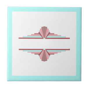 Art deco elements in dark rose & blue tile