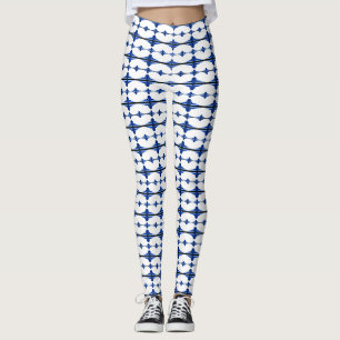 Art deco elements in deep blue leggings