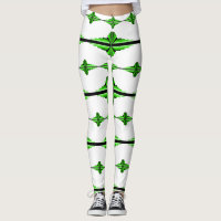 Art deco elements in deep green leggings