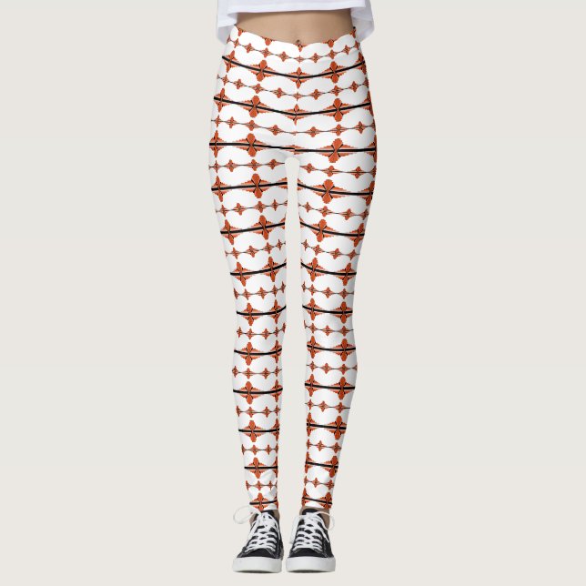 Art deco elements in deep orange leggings (Front)