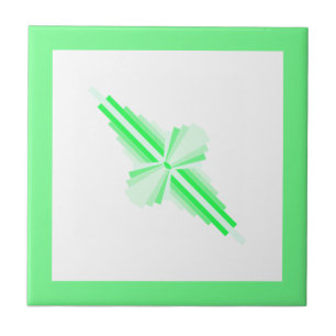 Art deco elements in fluoro teal green tile