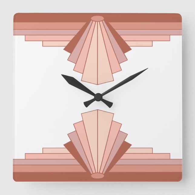 Art deco elements in full rose gold06 square wall clock (Front)