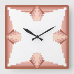 Art deco elements in full rose gold08 square wall clock