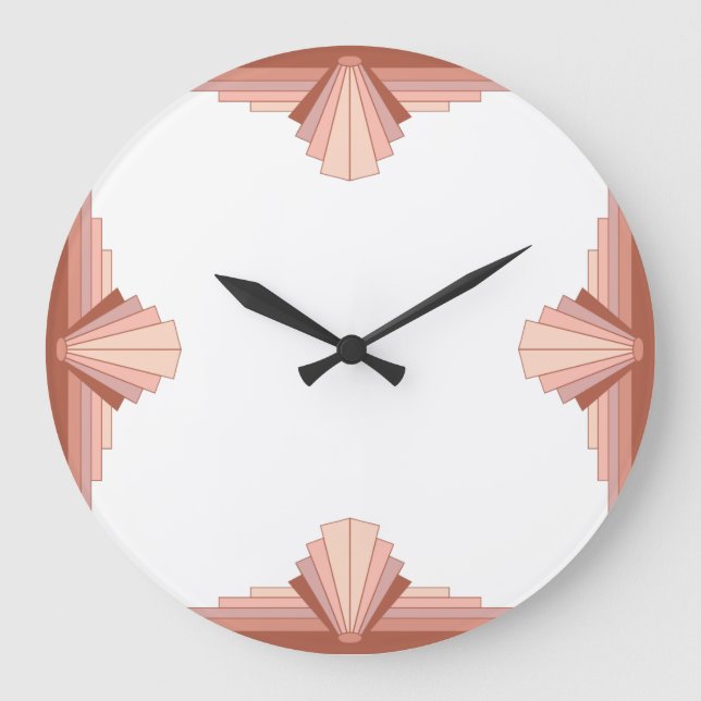 Art deco elements in full rose gold large clock (Front)