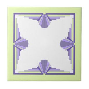 Art deco elements in grape, lemon & lilac tile