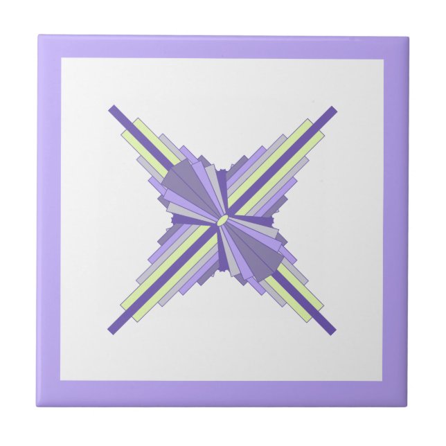 Art deco elements in lemon & purple tile (Front)