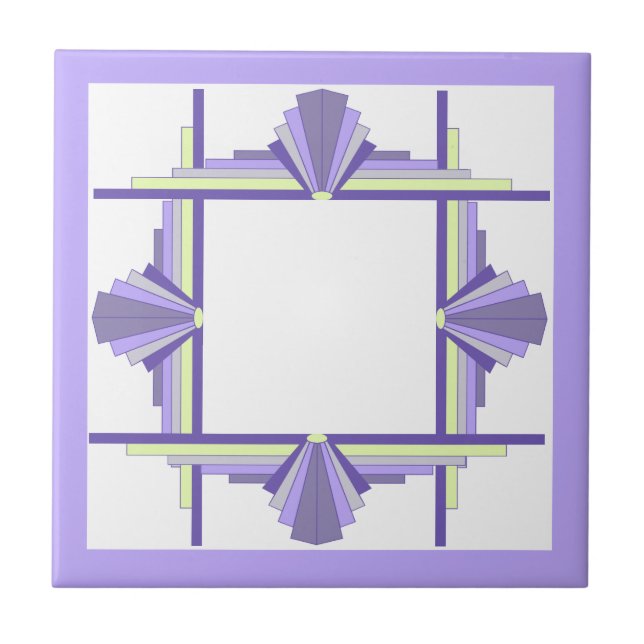 Art deco elements in lemon & purple tile (Front)