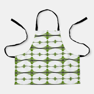 Art deco elements in moss green apron