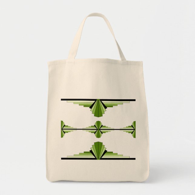 Art deco elements in moss green tote bag (Front)
