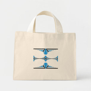 Art deco elements in pastel blue mini tote bag