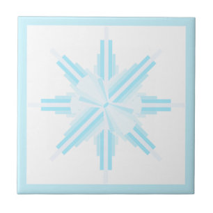 Art deco elements in pastel blue tile