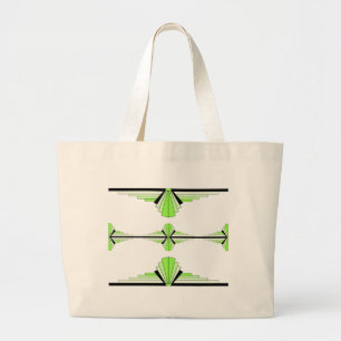 Art deco elements in pastel green large tote bag