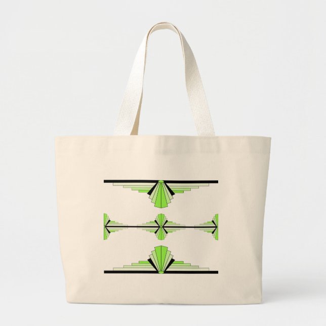 Art deco elements in pastel green large tote bag (Front)