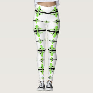 Art deco elements in pastel lime green leggings