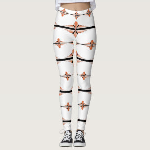 Art deco elements in pastel peach leggings