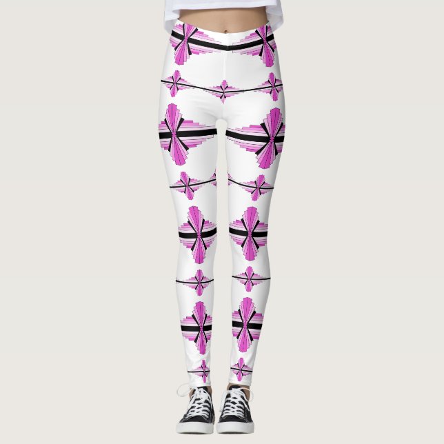 Art deco elements in pastel pink leggings (Front)