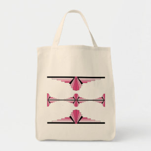 Art deco elements in pastel rose pink tote bag