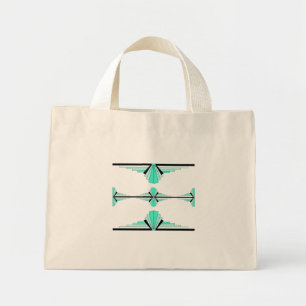 Art deco elements in pastel teal  mini tote bag