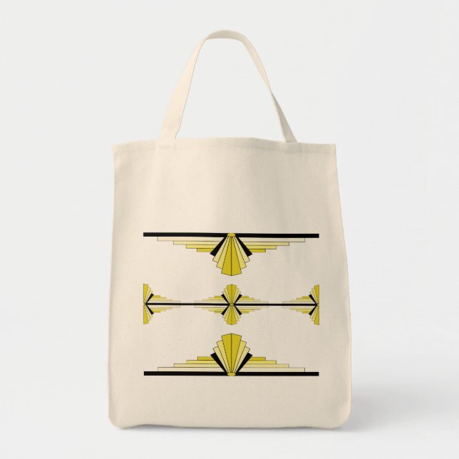 Art deco elements in pastel yellow tote bag (Front)