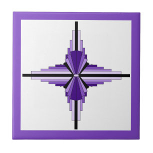 Art deco elements in purple tile