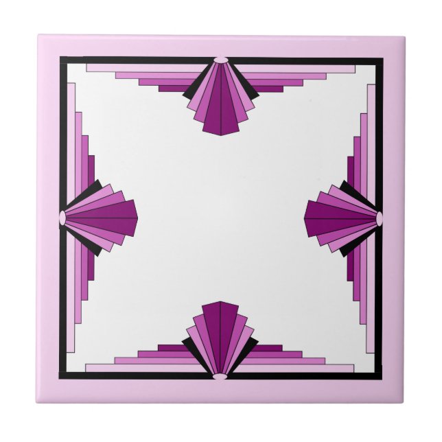 Art deco elements in raspberry & pink tile (Front)