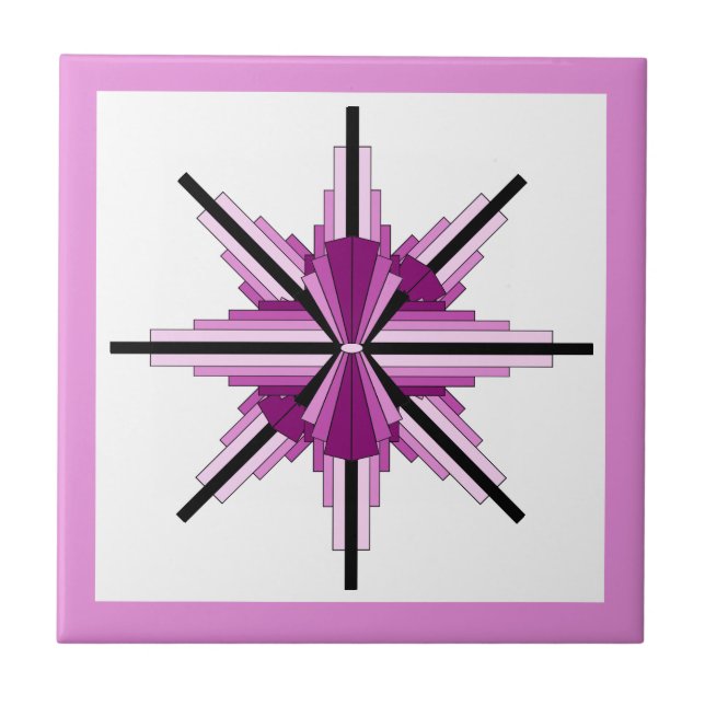 Art deco elements in raspberry & pink tile (Front)